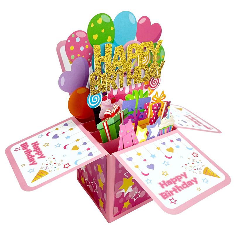 Открытка на день рождения, 3D всплывающая поздравительная открытка на день рождения для девочки, дочери, внучки, племянницы с 1 конвертом, 1 карточкой для сообщения