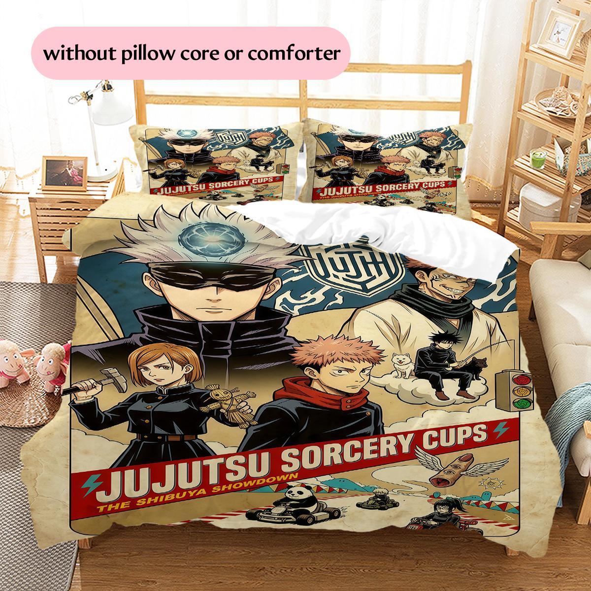 Multi-Character Jujutsu Kaisen Pattern Bedding Quilt Set Home Decoration Gift (1 * duvet cover + 2 * pillowcase without core) 135x200cm
Multi-Character Jujutsu Kaisen Pattern Bedding Quilt Set Home Decoration Gift (1 * duvet cover + 2 * pillowcase without core) 135x200cm