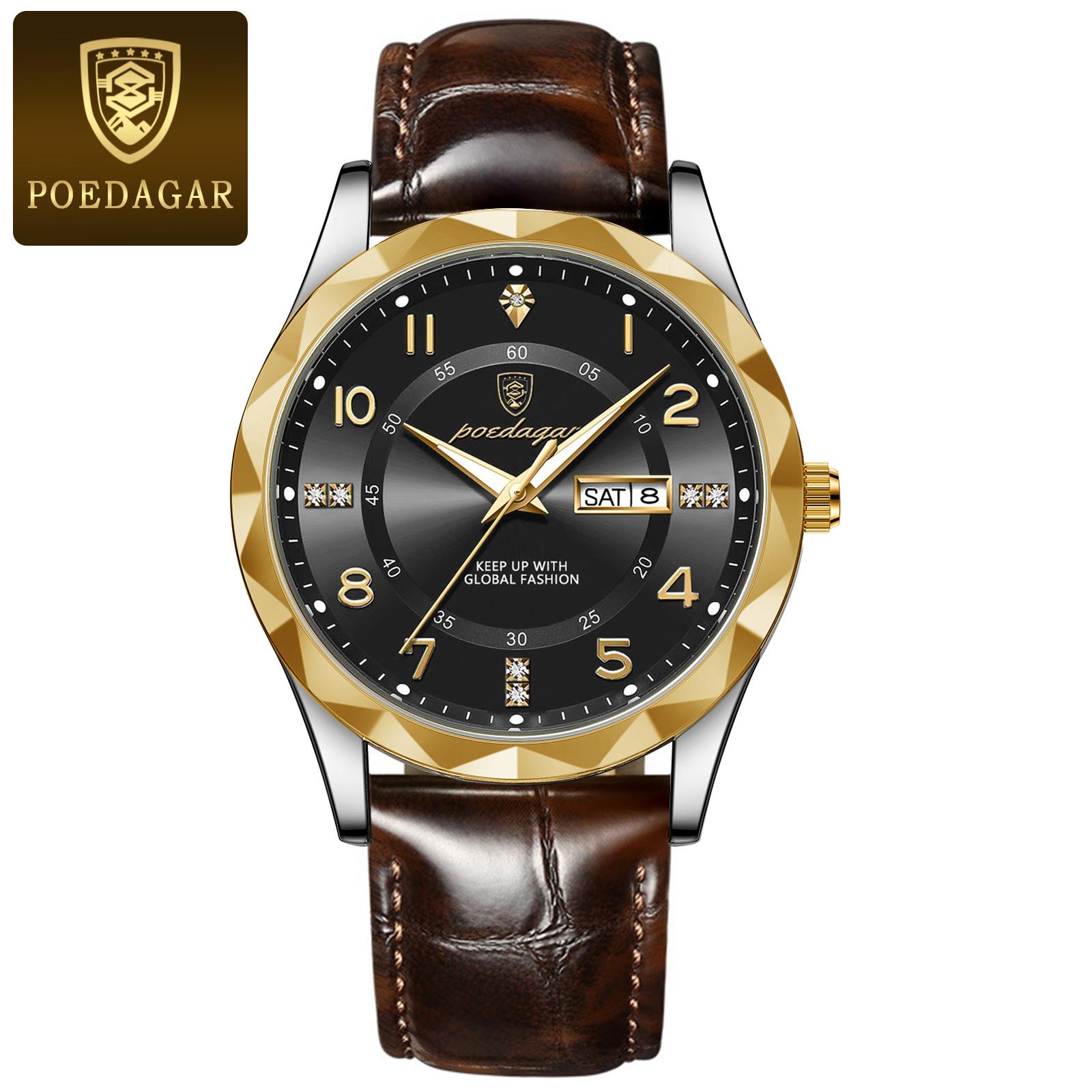 POEDAGAR Luxury High Quality Watches for Men Sport Quartz Leather Watch Waterproof Luminous Date Week Watch Male Reloj чёрный/золотой
POEDAGAR Luxury High Quality Watches for Men Sport Quartz Leather Watch Waterproof Luminous Date Week Watch Male Reloj чёрный/золотой