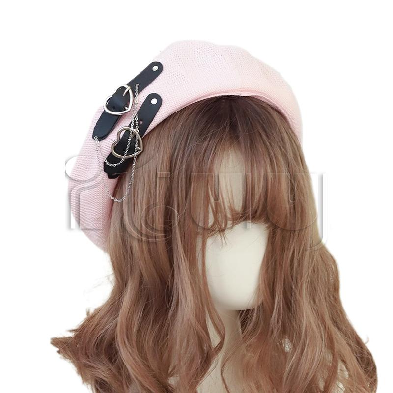 Gothic Lolita Black Punk Beret Harajuku Women Girls Summer Breathable Heart Buckle Beanie JK Hat Accessories рожевий
Gothic Lolita Black Punk Beret Harajuku Women Girls Summer Breathable Heart Buckle Beanie JK Hat Accessories рожевий