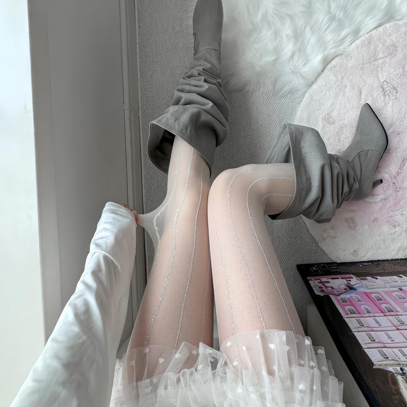 Gray Retro Silk Stockings with Silver Jacquard, Non-Slip Vertical Stripes for Women - Ideal for Spring, Summer, Autumn One Size бежевий
Gray Retro Silk Stockings with Silver Jacquard, Non-Slip Vertical Stripes for Women - Ideal for Spring, Summer, Autumn One Size бежевий