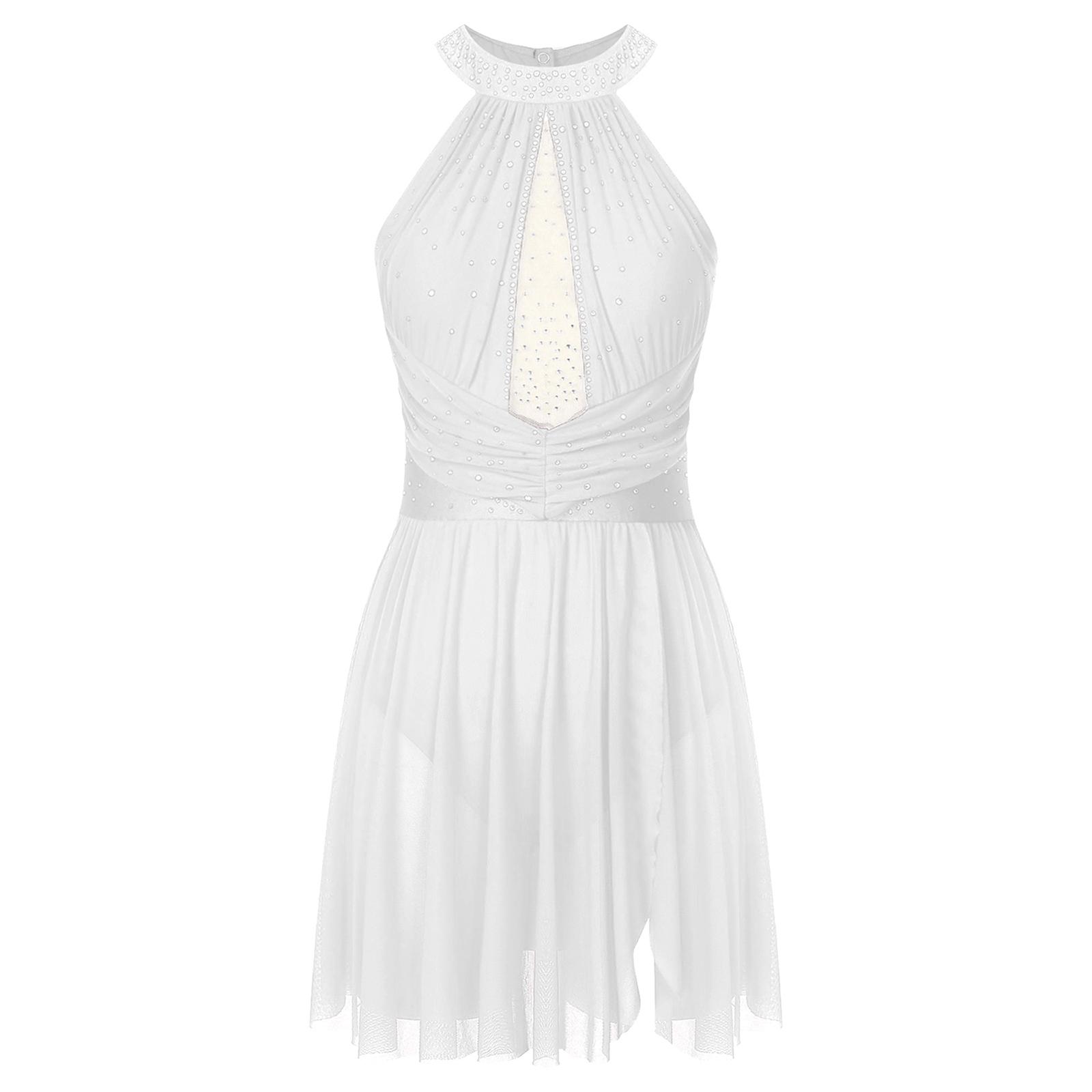 Womens Sparkling Lyrical Dance Dress Rhinestone Patchwork Backless Mesh Figure Skating Attire S білий
Womens Sparkling Lyrical Dance Dress Rhinestone Patchwork Backless Mesh Figure Skating Attire S білий