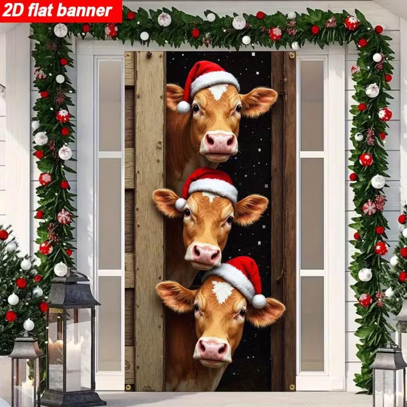 2D Peeping Cows Christmas Door Banner, Farm Animal with Santa Hat Decor 47.2x31.5inch/120*80cm
2D Peeping Cows Christmas Door Banner, Farm Animal with Santa Hat Decor 47.2x31.5inch/120*80cm