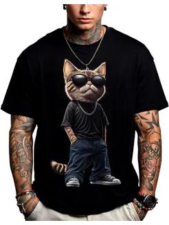 Black oversized T-shirt with horse and newspaper print L
Black oversized T-shirt with horse and newspaper print L