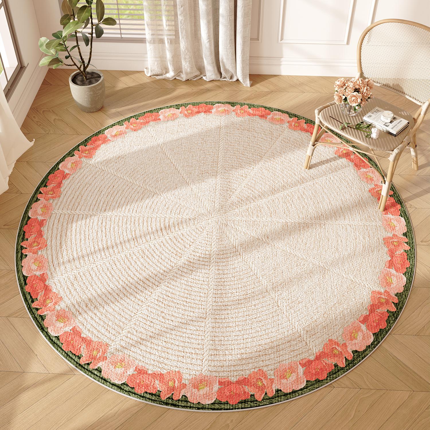 French Round Carpet Floral Design Washable Soft Floor Mat for Living Room Bedroom Home Decor Anti-slip Rug 80x80CM
French Round Carpet Floral Design Washable Soft Floor Mat for Living Room Bedroom Home Decor Anti-slip Rug 80x80CM