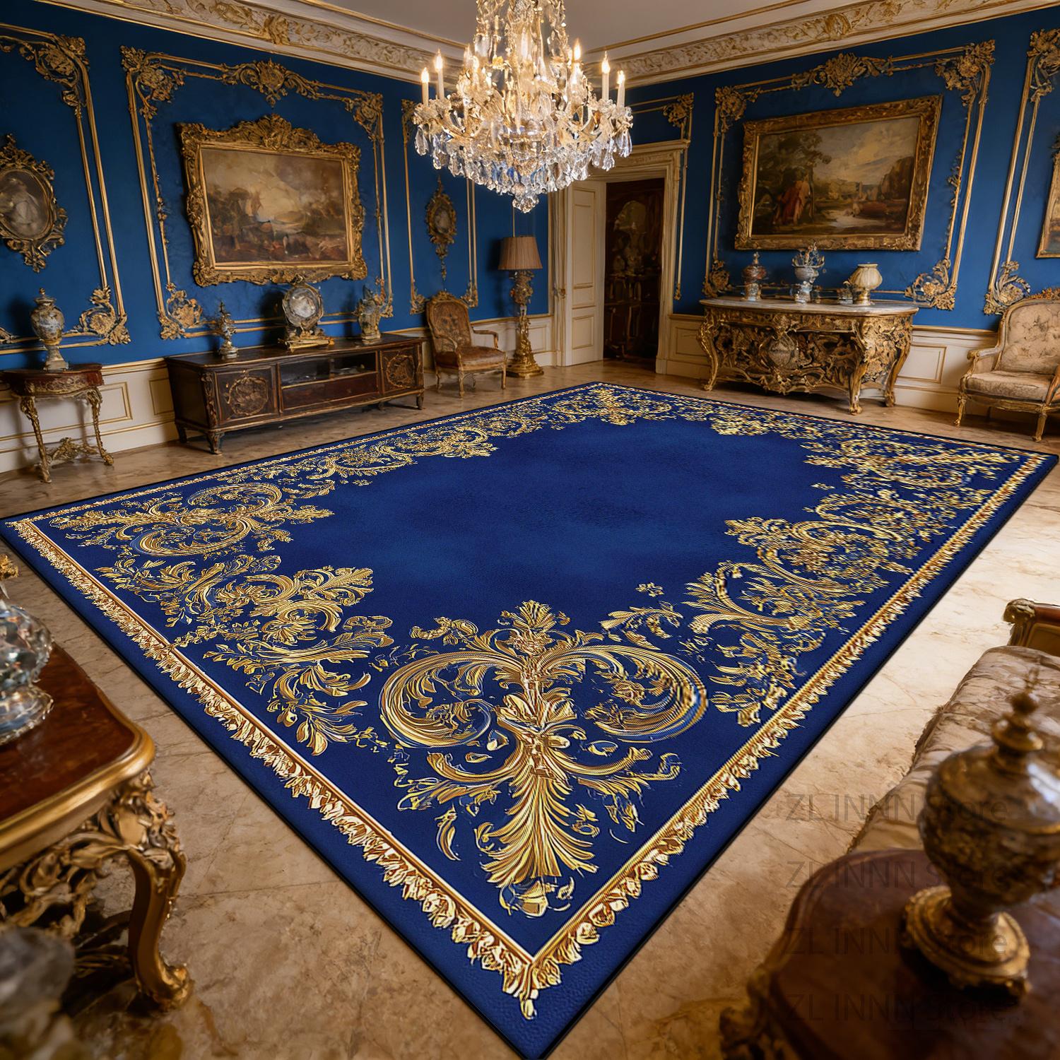 European Style Large Living Room Carpet Luxury Blue Golden Carving Soft Fluffy Decoration Rug Bedroom Dining Room Non-slip Mat 60x90cm
European Style Large Living Room Carpet Luxury Blue Golden Carving Soft Fluffy Decoration Rug Bedroom Dining Room Non-slip Mat 60x90cm