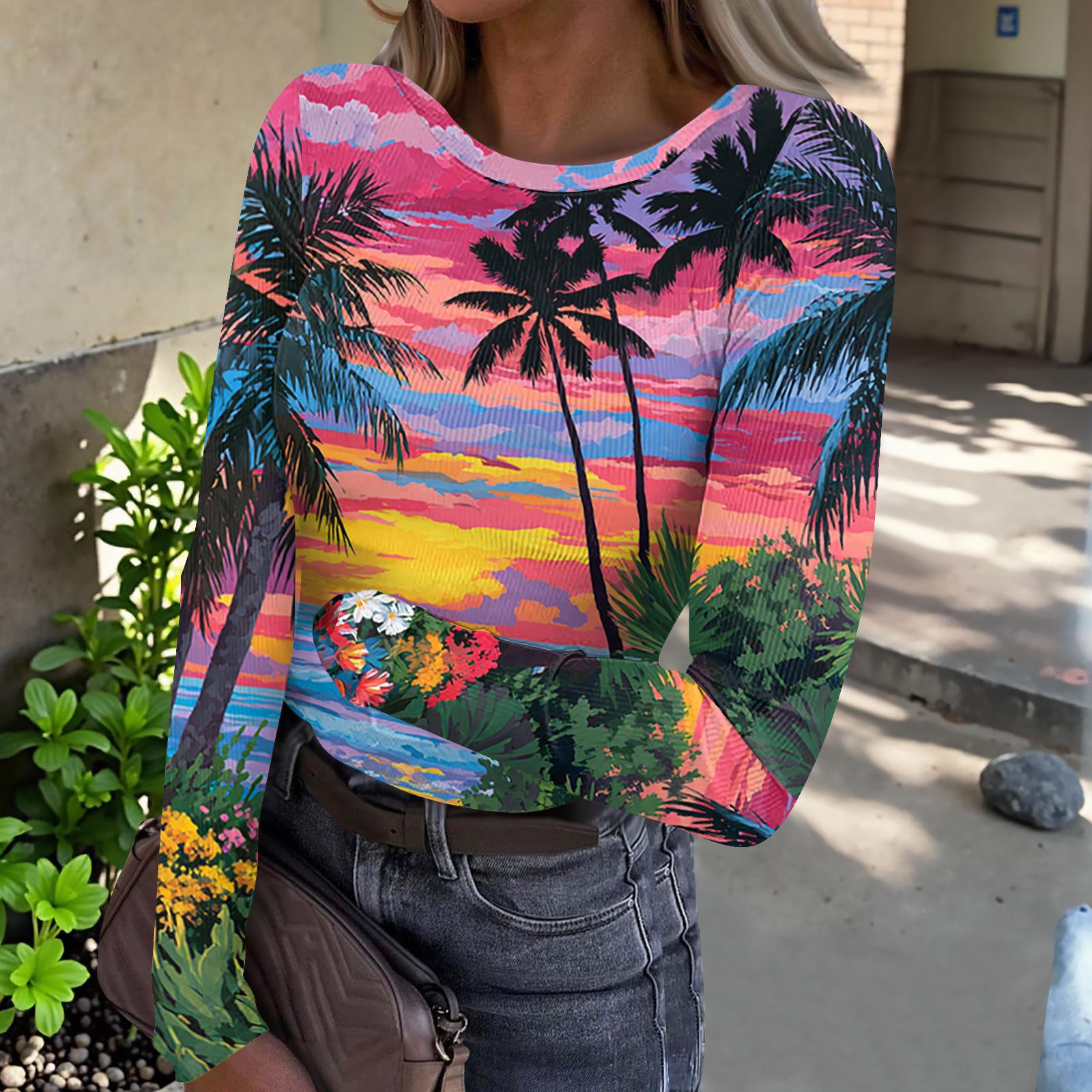 Women s Casual Fashion Round Neck Hawaiian Print Long Sleeve Ribbed Top S фіолетовий
Women s Casual Fashion Round Neck Hawaiian Print Long Sleeve Ribbed Top S фіолетовий