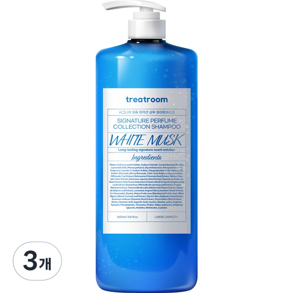 Treat Room Signature Perfume Collection Large Capacity Shampoo White Musk Fragrance, 1600ml, 3 units
Treat Room Signature Perfume Collection Large Capacity Shampoo White Musk Fragrance, 1600ml, 3 units