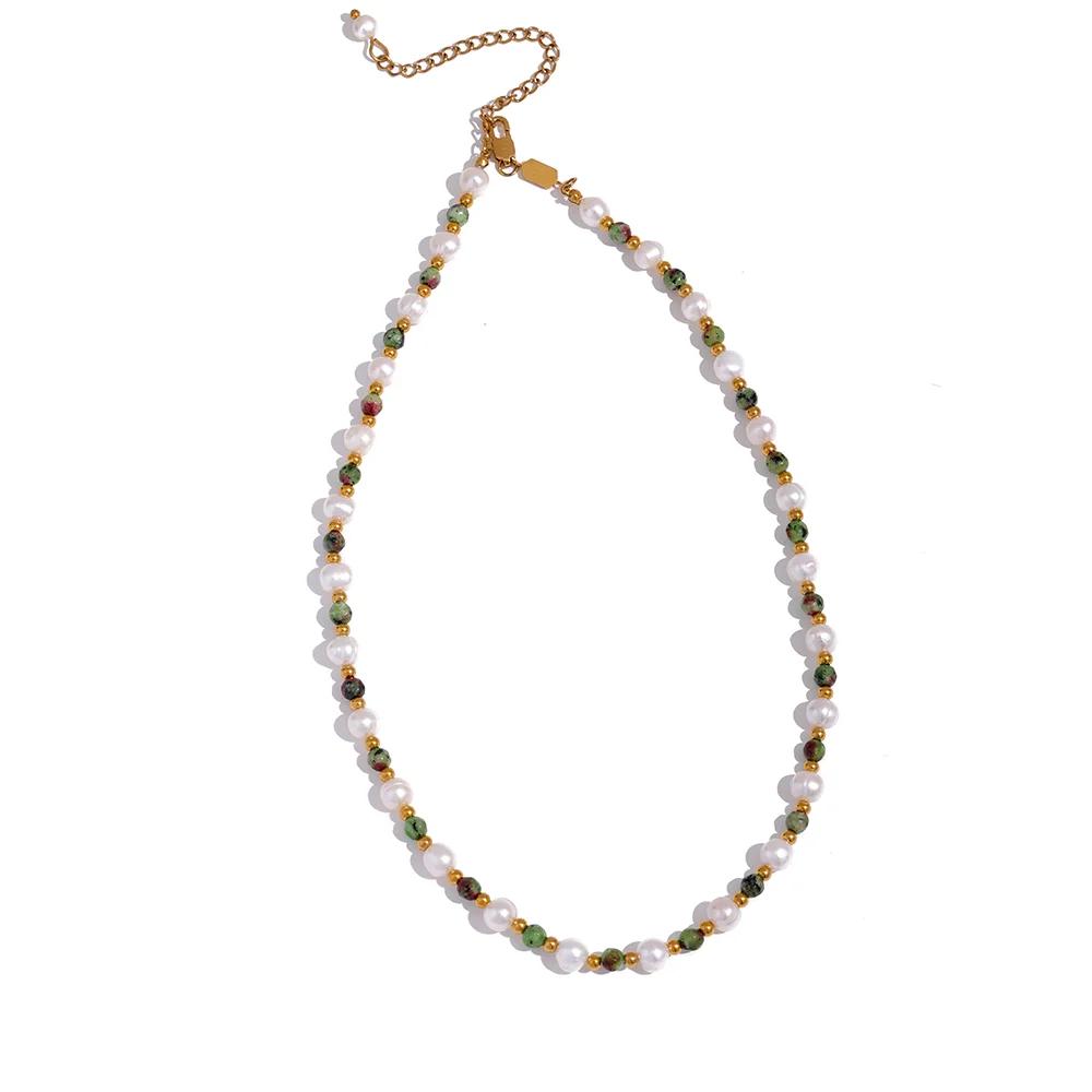 Yhpup Natural Epidote Stone Freshwater Pearls Handmade Stainless Steel Beads Collar Necklace Women s Charm Healing Jewelry Gift
Yhpup Natural Epidote Stone Freshwater Pearls Handmade Stainless Steel Beads Collar Necklace Women s Charm Healing Jewelry Gift