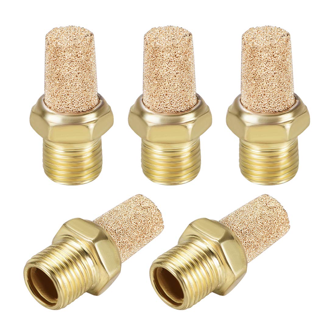 UXCELL Sintered Bronze Exhaust Muffler Brass Body Pneumatic Air Muffler Air Velocity Controller Brass Flow Control Muffler 5pcs G1/8 
UXCELL Sintered Bronze Exhaust Muffler Brass Body Pneumatic Air Muffler Air Velocity Controller Brass Flow Control Muffler 5pcs G1/8