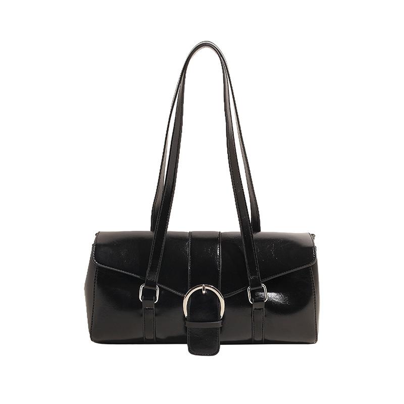 Сумка через плечо из вощеной кожи в стиле ретро, женская, осенне-зимняя, вместительная, для поездок на работу, в средневековом стиле, универсальная сумка 33*10*16 чёрный