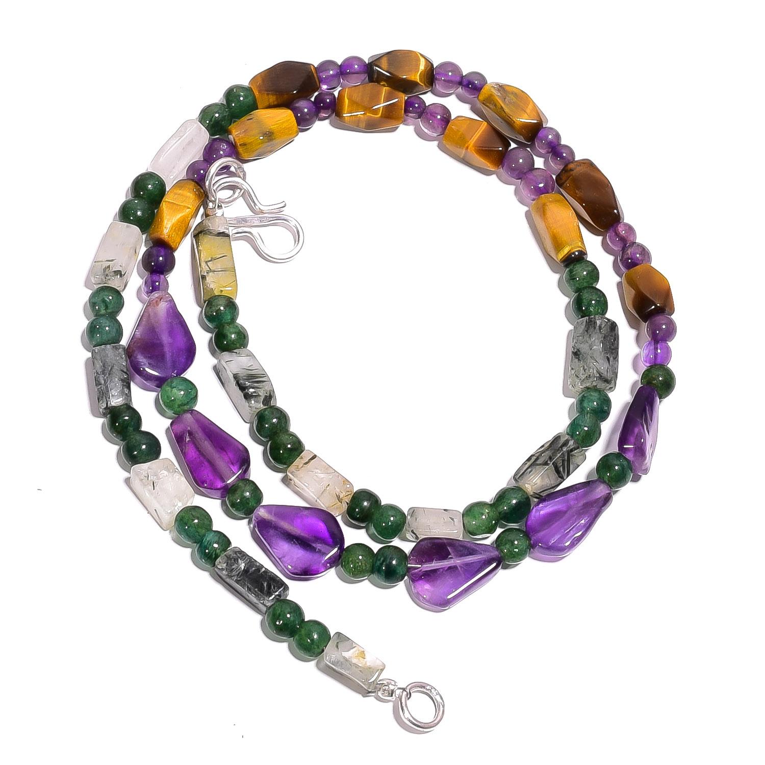 Natural Rutile Quartz Tiger Eye Amethyst Gemstone Beads Necklace 17 UB-4178 UB-4178
Natural Rutile Quartz Tiger Eye Amethyst Gemstone Beads Necklace 17 UB-4178 UB-4178