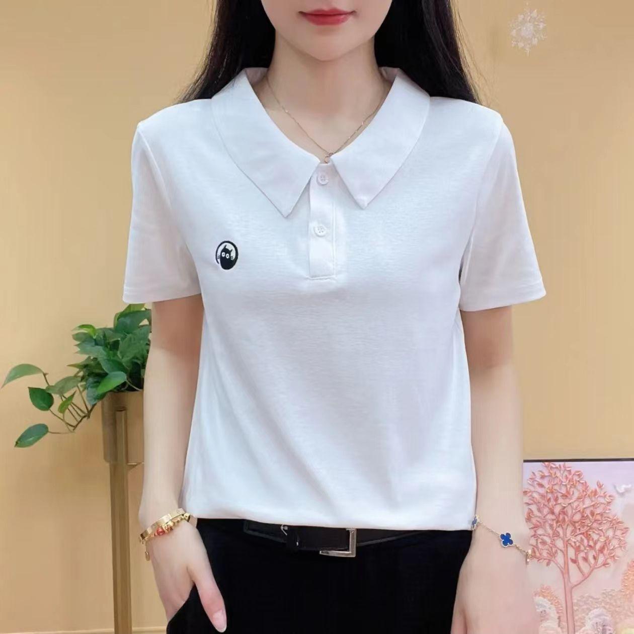 Women s Slimming Casual Short Sleeve T-shirt Blouse with Embroidered Peter Pan Collar - Summer Fashion L (Recommended 80-100 jin) чёрный
Women s Slimming Casual Short Sleeve T-shirt Blouse with Embroidered Peter Pan Collar - Summer Fashion L (Recommended 80-100 jin) чёрный