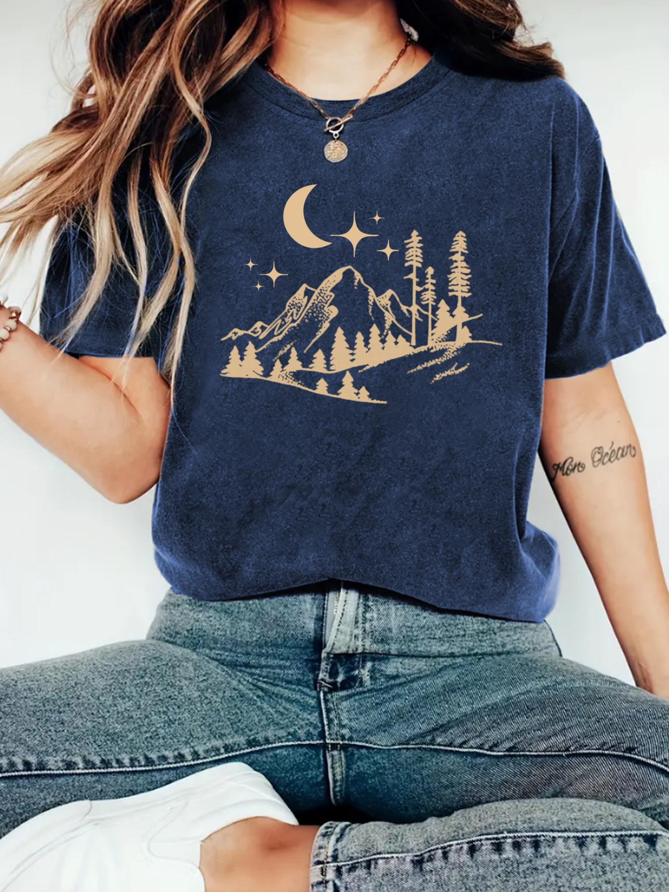 Европейская и американская летняя женская футболка с круглым вырезом и коротким рукавом с принтом «Луна и лес» S
Европейская и американская летняя женская футболка с круглым вырезом и коротким рукавом с принтом «Луна и лес» S