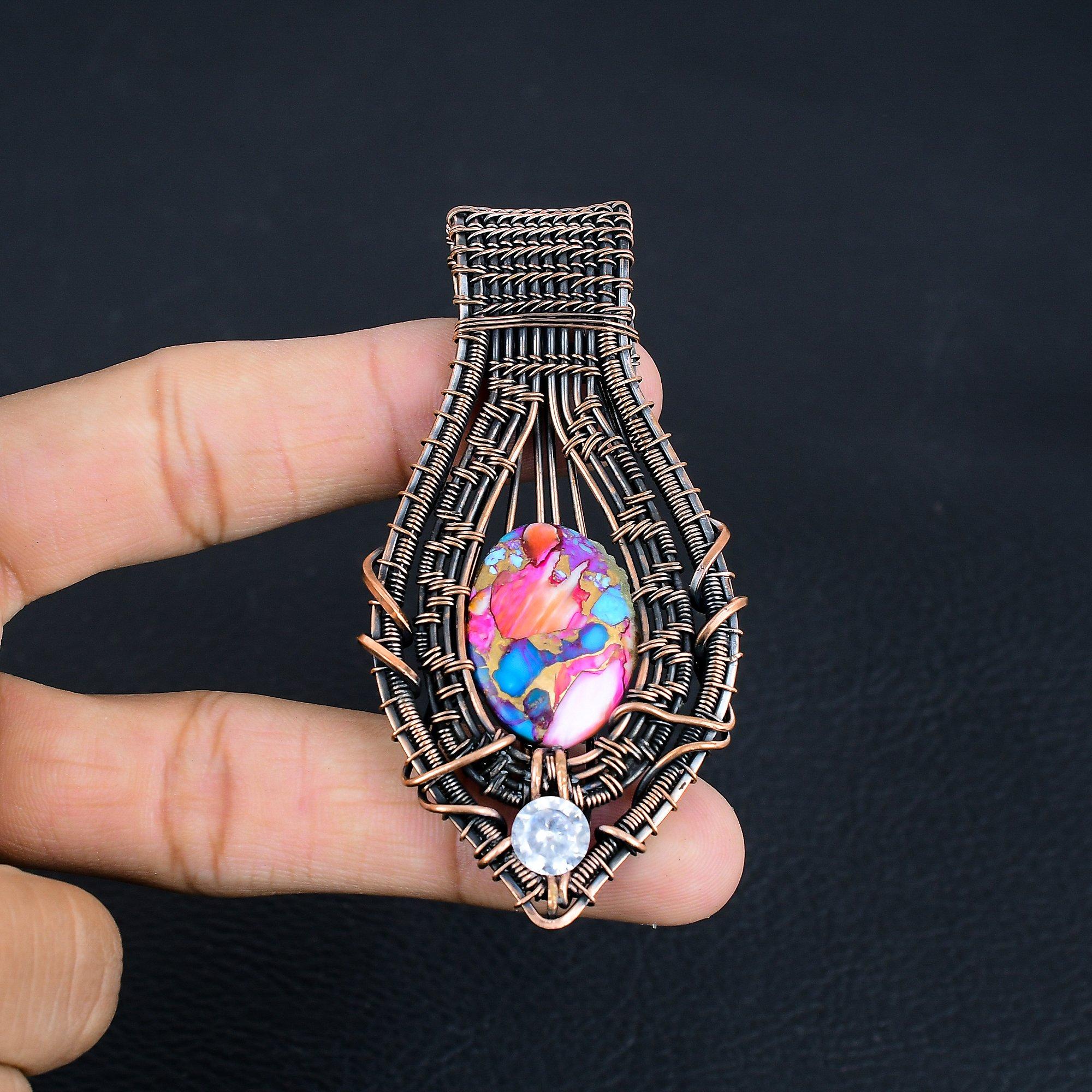 Pink Spiny Oyster Jewelry, 999 Copper Wire Wrapped Gemstone Pendant, Handmade Pendant, For Memorial Day 3.14 Inches
Pink Spiny Oyster Jewelry, 999 Copper Wire Wrapped Gemstone Pendant, Handmade Pendant, For Memorial Day 3.14 Inches