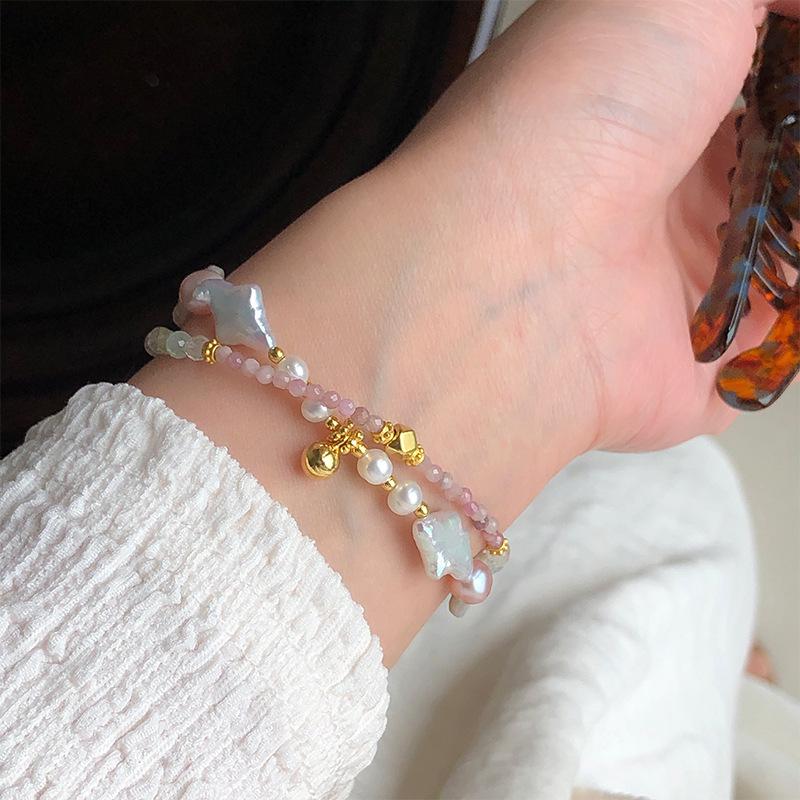 S925 Silver Baroque Pearl & Pink Tourmaline Double-Layer Bracelet with OT Buckle 925 Silver
S925 Silver Baroque Pearl & Pink Tourmaline Double-Layer Bracelet with OT Buckle 925 Silver
