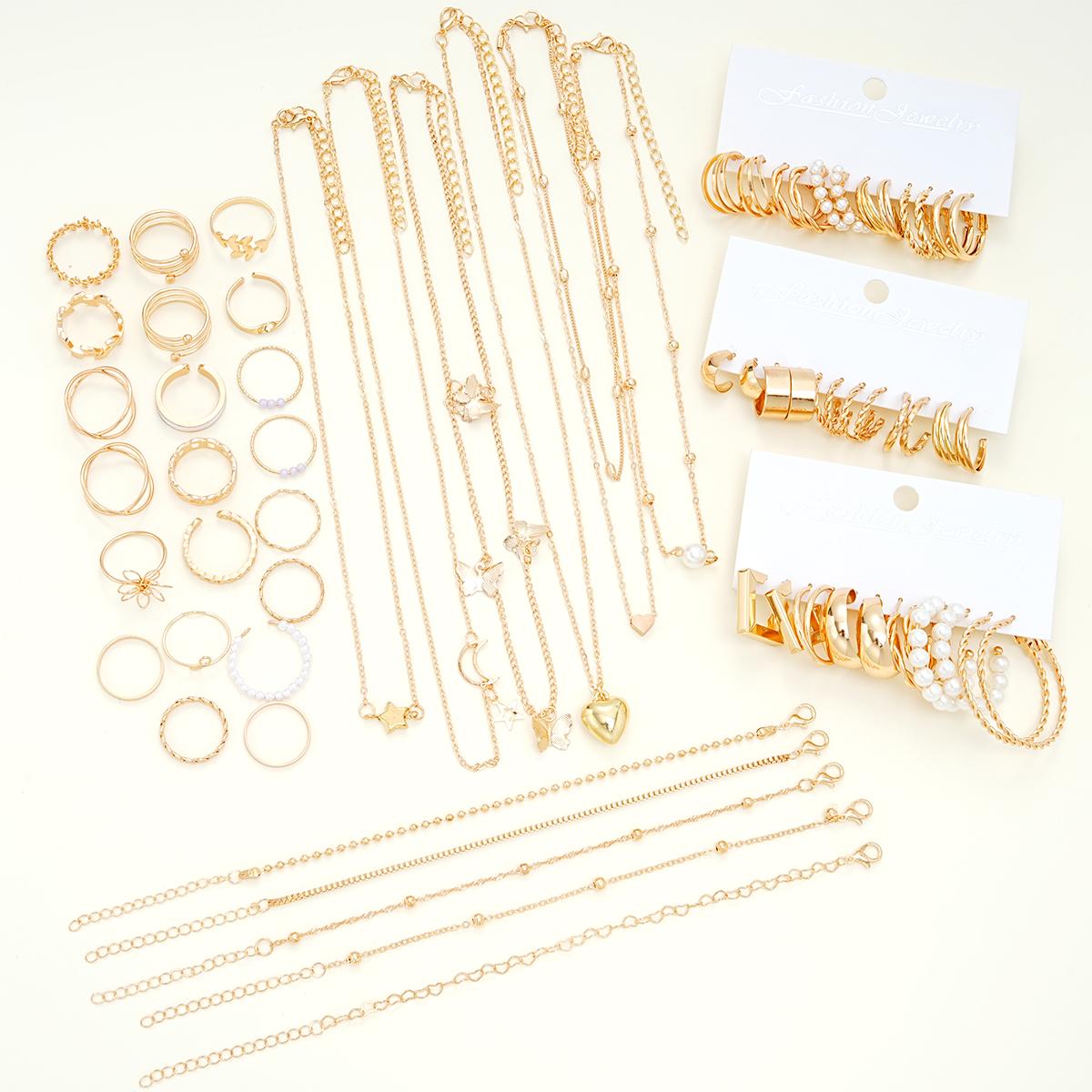 51 Pcs Elegant Boho Metal Earrings Ring Necklace Bracelet Jewelry Set Ankles For Women Parties Daily Versatility Holiday Gifts
51 Pcs Elegant Boho Metal Earrings Ring Necklace Bracelet Jewelry Set Ankles For Women Parties Daily Versatility Holiday Gifts