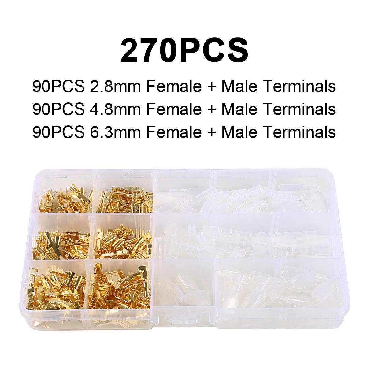 270Pcs Insulated Male Female Wire Connector 2.8 4.8 6.3mm Electrical Crimp Terminals Termin Spade Connectors Assorted
270Pcs Insulated Male Female Wire Connector 2.8 4.8 6.3mm Electrical Crimp Terminals Termin Spade Connectors Assorted