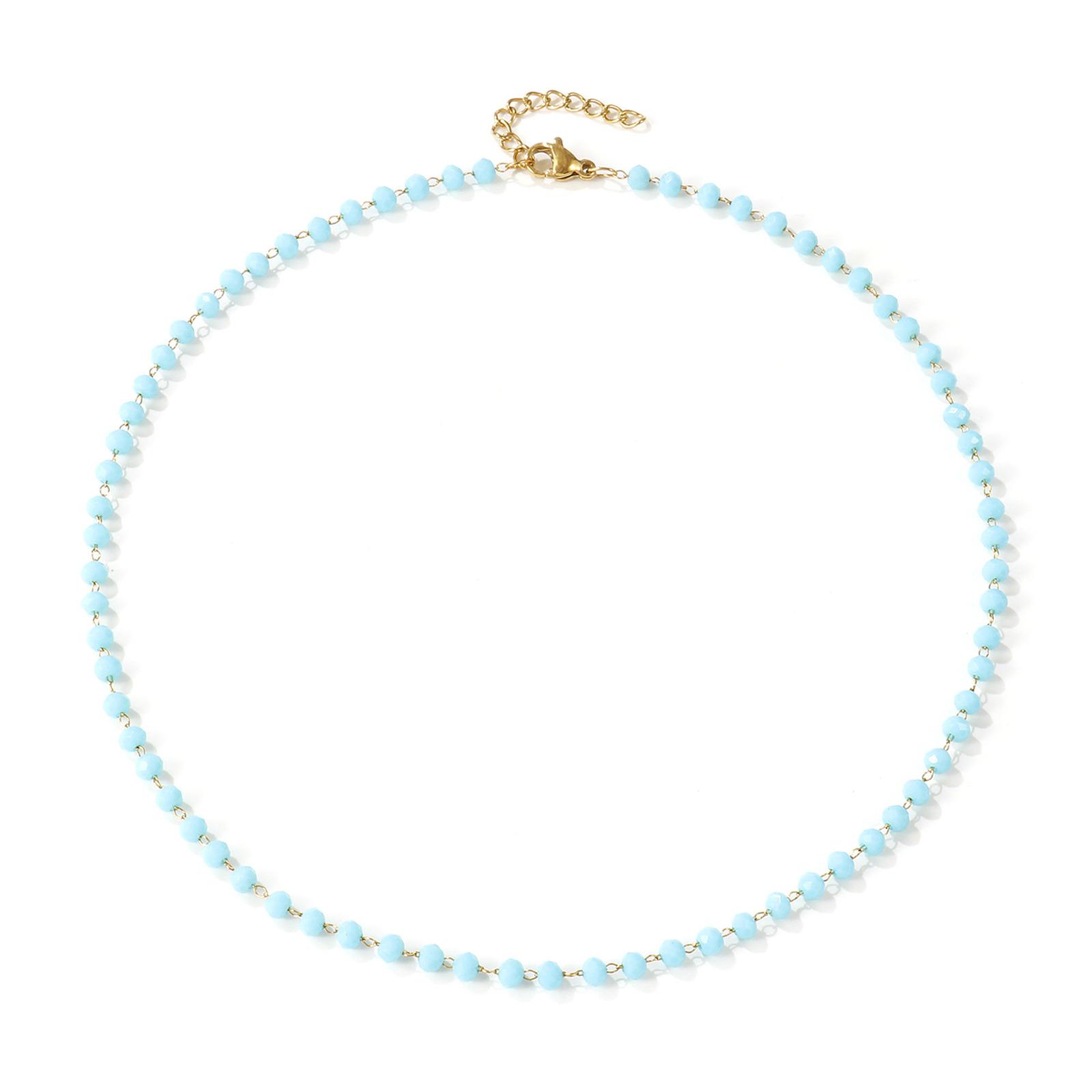 304 Stainless Steel & Crystal 18K Gold Plated Beaded Chain Choker Necklace 38cm(15 ) + 3cm(1.2 ) For Women Exquisite Gift світло-синій колір
304 Stainless Steel & Crystal 18K Gold Plated Beaded Chain Choker Necklace 38cm(15 ) + 3cm(1.2 ) For Women Exquisite Gift світло-синій колір