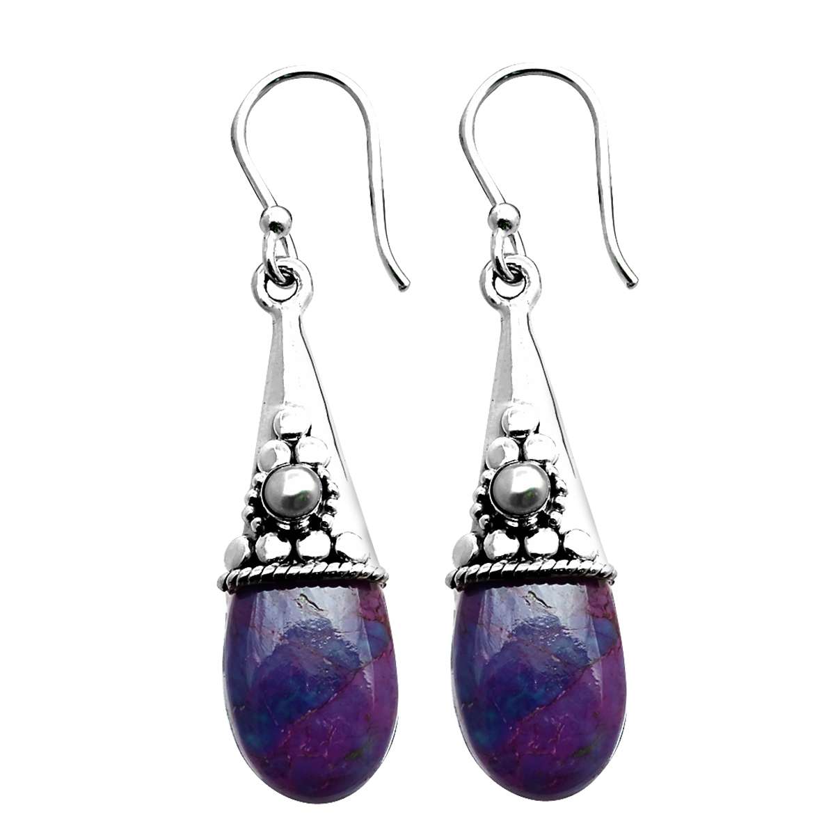 Purple Turquoise Gemstone Earrings Solid 925 Sterling Silver Handmade Earrings Jewelry Gift For Women And Girls E-3200
Purple Turquoise Gemstone Earrings Solid 925 Sterling Silver Handmade Earrings Jewelry Gift For Women And Girls E-3200