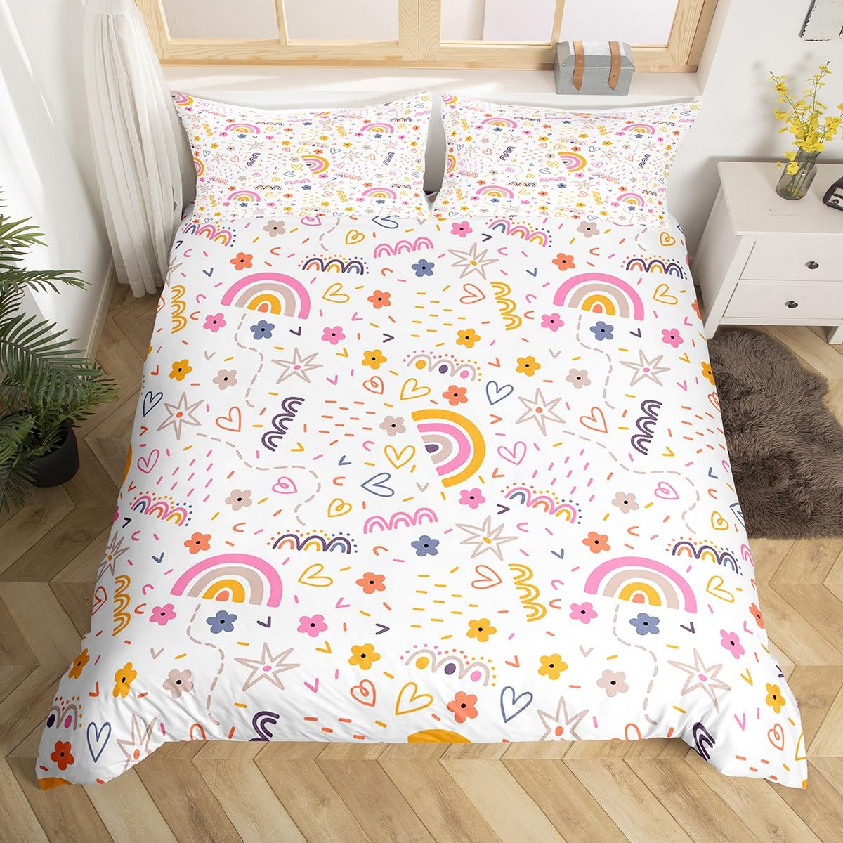 Comforter Rainbow Girly Pink Cartoon Bedding Set Kids Girls Cute Clouds Crown Comforter Kawaii Glitter Stars Comforter (quilt)-EU Single(135*200cm)3pcs
Comforter Rainbow Girly Pink Cartoon Bedding Set Kids Girls Cute Clouds Crown Comforter Kawaii Glitter Stars Comforter (quilt)-EU Single(135*200cm)3pcs