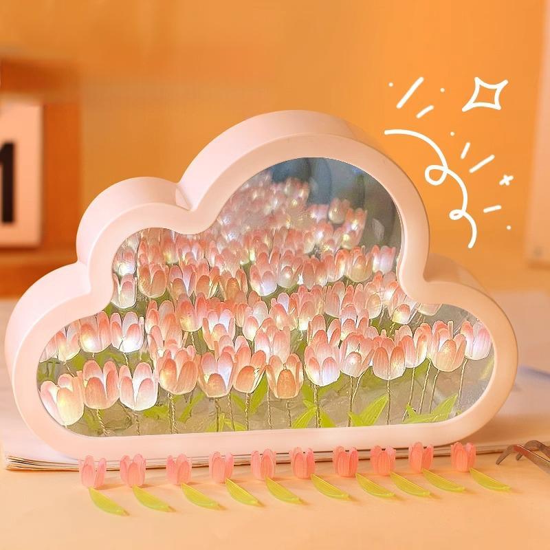 DIY Handmade Cloud Tulip Night Light Mirror Atmosphere Light Desktop Ornament,Battery Operated Multi-color
DIY Handmade Cloud Tulip Night Light Mirror Atmosphere Light Desktop Ornament,Battery Operated Multi-color