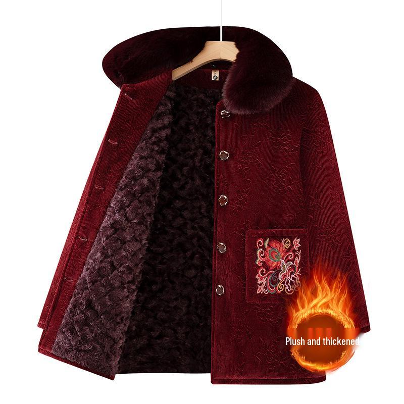 Winter Velvet-Lined Cotton Jacket with Fur Collar for Middle-Aged and Elderly Women – Embroidered Pockets XXL вино красного
Winter Velvet-Lined Cotton Jacket with Fur Collar for Middle-Aged and Elderly Women – Embroidered Pockets XXL вино красного