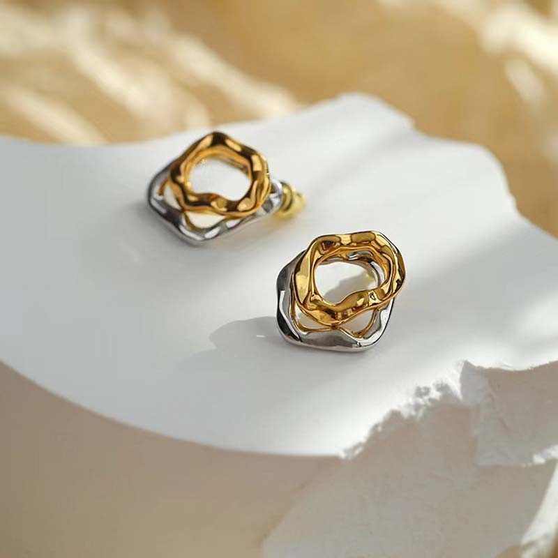 Punk Geometric Gold Sliver Color Bilayer Stud Earrings for Women Vintage Irregular Metal Texture Earrings Fashion Jewelry Gift
Punk Geometric Gold Sliver Color Bilayer Stud Earrings for Women Vintage Irregular Metal Texture Earrings Fashion Jewelry Gift
