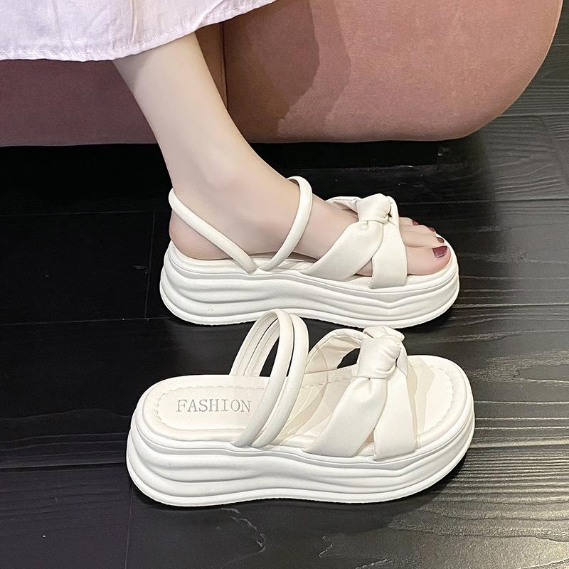 Platform slippers women wear one-word bow temperament casual beach shoes comfortable 35
Platform slippers women wear one-word bow temperament casual beach shoes comfortable 35