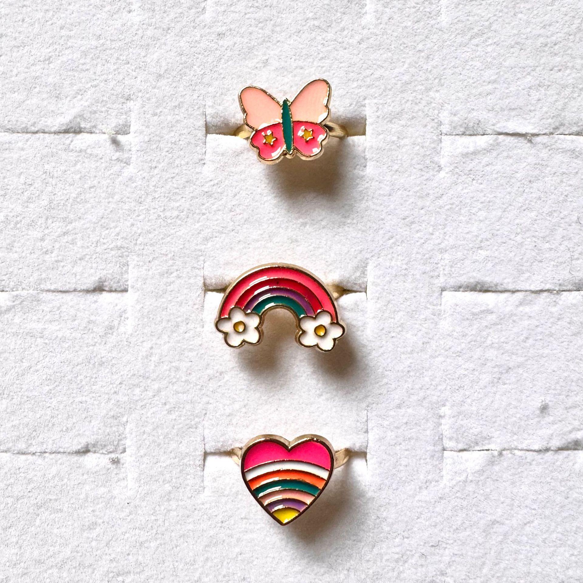 6 Pcs children s alloy rings - butterfly-shaped heart-shaped rainbow rings рожевий
6 Pcs children s alloy rings - butterfly-shaped heart-shaped rainbow rings рожевий