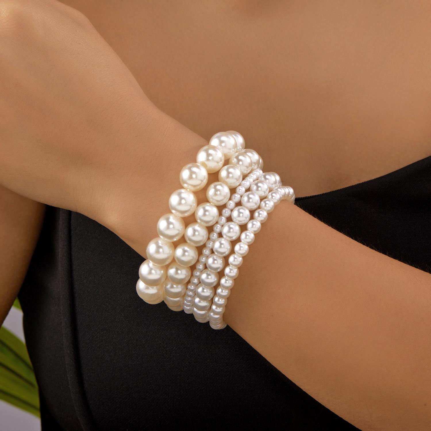 Elegant Imitation Pearl Beaded Bracelets Set for Women Handmade White Beads Elastic Rope Bracelet Party Wedding Jewelry Gift
Elegant Imitation Pearl Beaded Bracelets Set for Women Handmade White Beads Elastic Rope Bracelet Party Wedding Jewelry Gift