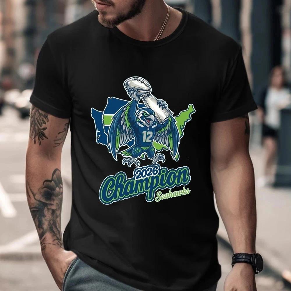 Супербоул LX 2026 Seattle Seahawks Чемпионская памятная футболка Унисекс Летняя Новая Женская Мужская Хлопковая Футболка с коротким рукавом 4XL
Супербоул LX 2026 Seattle Seahawks Чемпионская памятная футболка Унисекс Летняя Новая Женская Мужская Хлопковая Футболка с коротким рукавом 4XL
