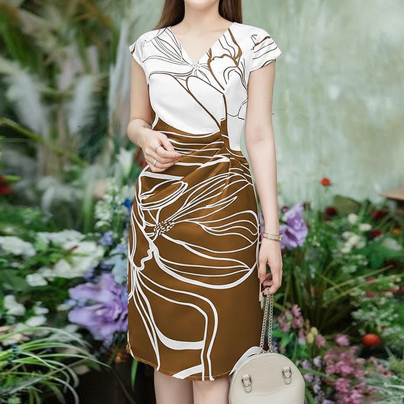 ZANZEA Women Elegant Round Neck Casual Short Sleeve Print Sheath Dress 5XL хакі
ZANZEA Women Elegant Round Neck Casual Short Sleeve Print Sheath Dress 5XL хакі