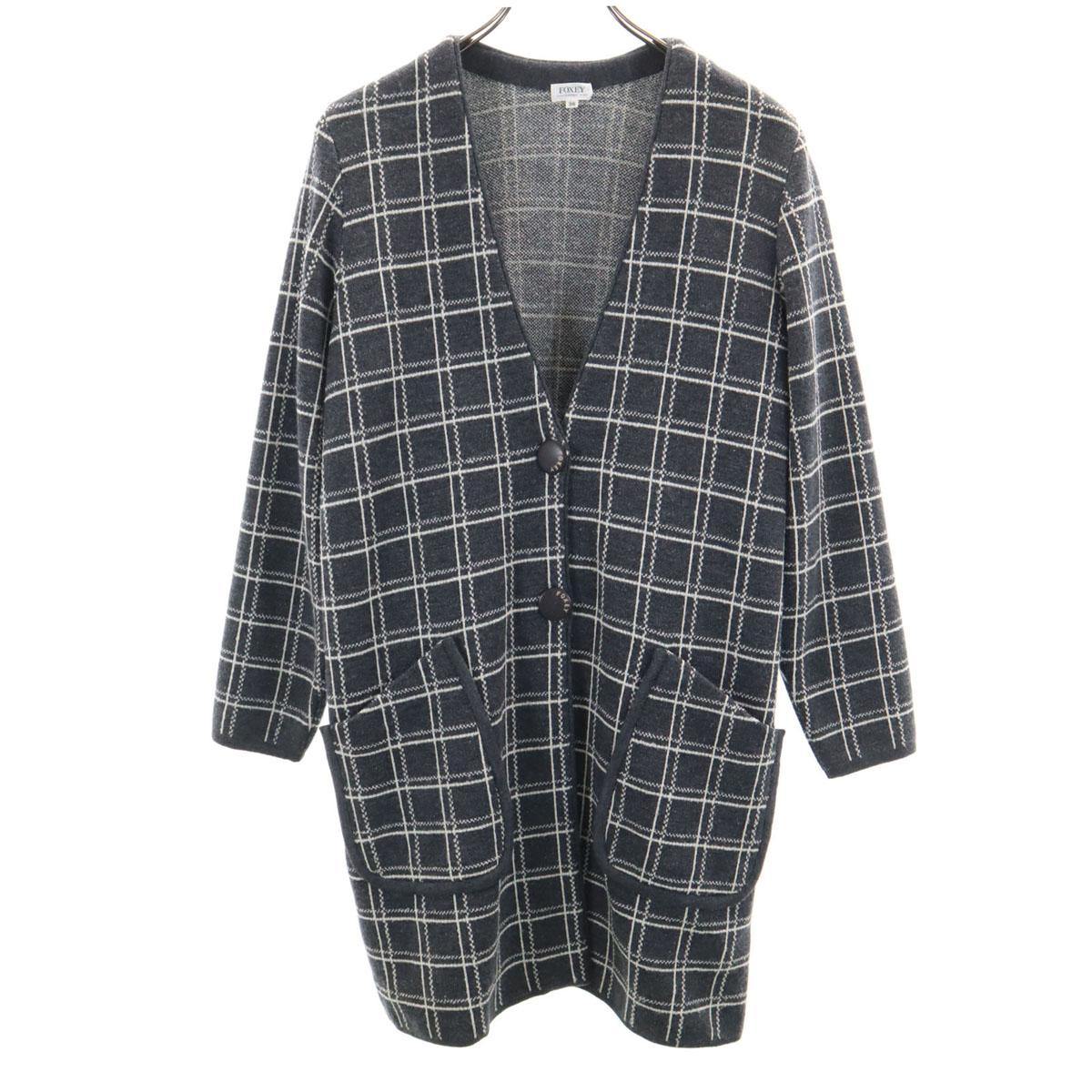 FOXEY Made in Japan wool Check Pattern Long sleeve knit cardigan 38 gray Women Used
FOXEY Made in Japan wool Check Pattern Long sleeve knit cardigan 38 gray Women Used