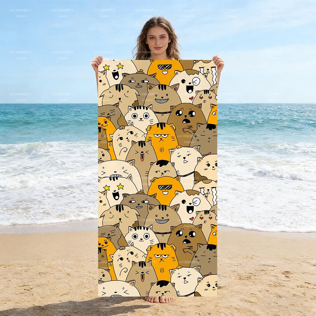 Cute Cartoon Cat Print Beach Towel, Soft Microfiber Quick Dry Bath Towel for Women Kids W30*H60(CM)
Cute Cartoon Cat Print Beach Towel, Soft Microfiber Quick Dry Bath Towel for Women Kids W30*H60(CM)