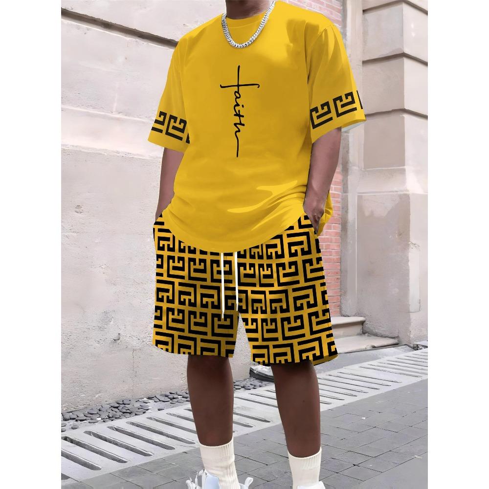 Men s Summer Sports Short Sleeve Top Shorts Set Plus Size 2-piece Set Colorful 3D Print Comfortable Loose Breathable Fashionable Sports Wear S
Men s Summer Sports Short Sleeve Top Shorts Set Plus Size 2-piece Set Colorful 3D Print Comfortable Loose Breathable Fashionable Sports Wear S