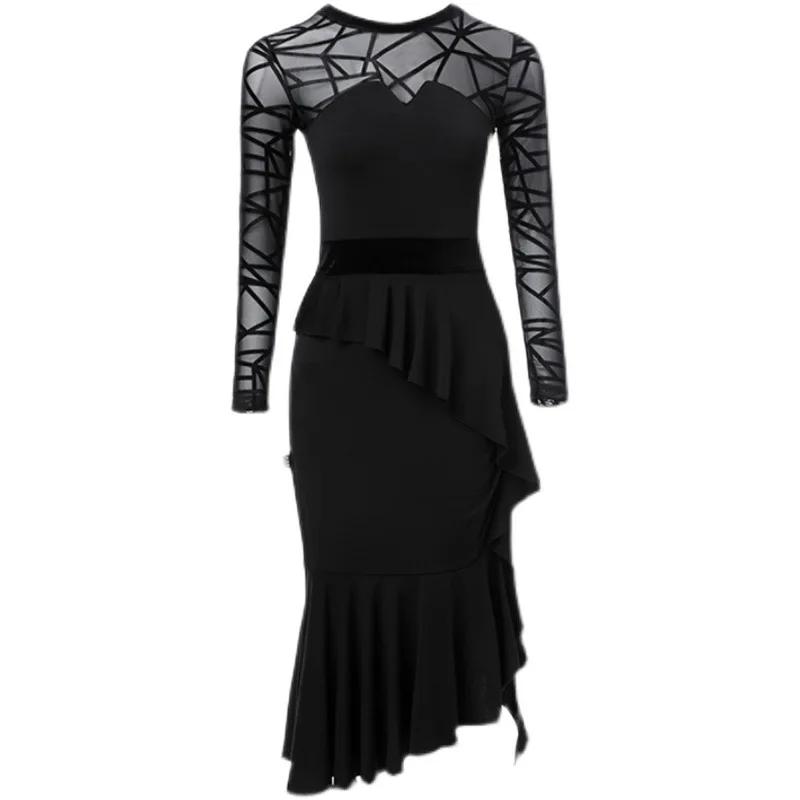 Women s Latin Dance Suit Party Dresses Long Sleeve Competition Wear Sexy Mesh Practice Adult Autumn Winter Dance Evening Dress S чорний
Women s Latin Dance Suit Party Dresses Long Sleeve Competition Wear Sexy Mesh Practice Adult Autumn Winter Dance Evening Dress S чорний