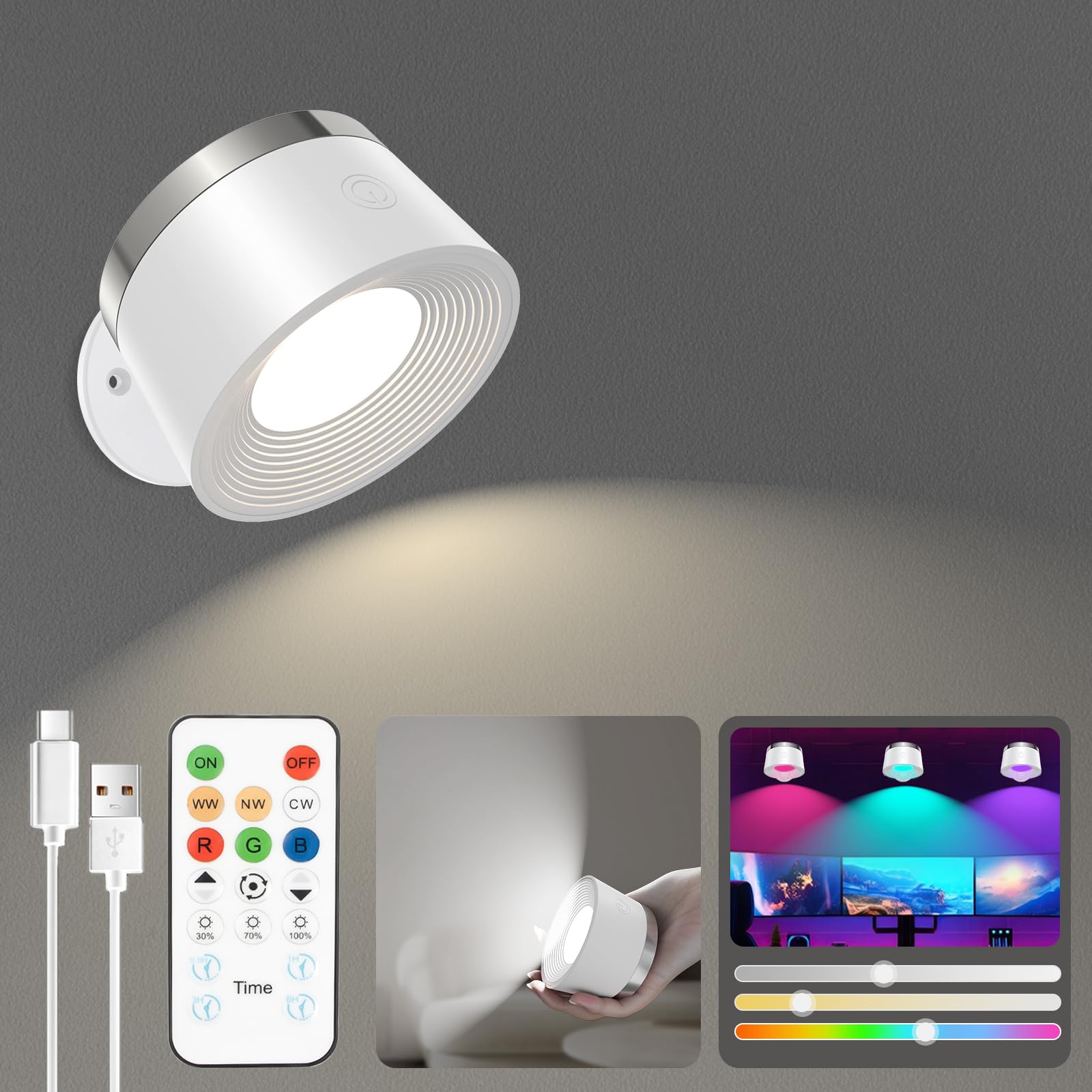 LED Spotlight Bracket Light Wall Mounted Light with Remote Control 3 Color Temperatures and 13 RGB and Dimmable Magnetic Free Rotation LED Magnetic білий
LED Spotlight Bracket Light Wall Mounted Light with Remote Control 3 Color Temperatures and 13 RGB and Dimmable Magnetic Free Rotation LED Magnetic білий