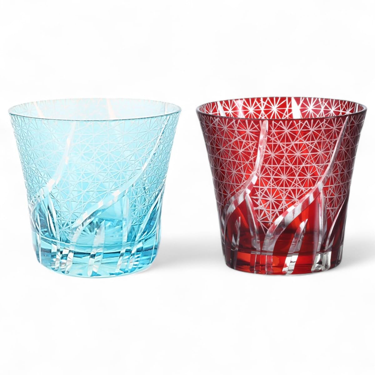 Mizukage Kiriko Pair Glass Cups 240cc Ranbori Komon Aqua Red with Engraved Base Bishou Current Model J-kitchens 94xH85mm &
Mizukage Kiriko Pair Glass Cups 240cc Ranbori Komon Aqua Red with Engraved Base Bishou Current Model J-kitchens 94xH85mm &