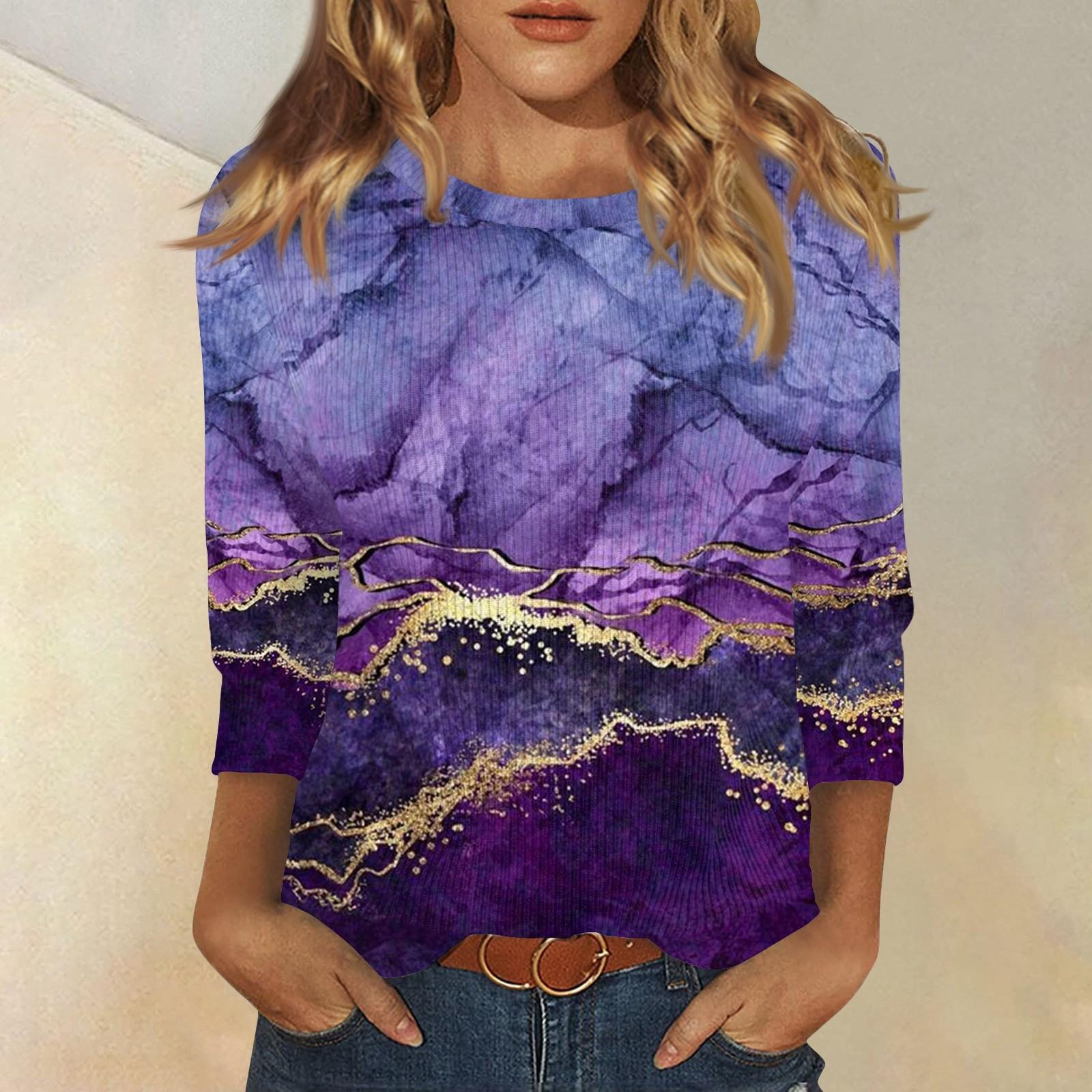 3/4 рукава топы для женщин футболка повседневные принты топы футболка круглый вырез пуловер блузка XL фиолетовый
3/4 рукава топы для женщин футболка повседневные принты топы футболка круглый вырез пуловер блузка XL фиолетовый