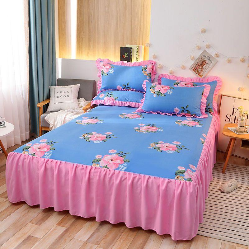 Комплект из 3 предметов, юбка-кровать, утолщенное шлифовальное покрывало, свадебное простыня, мягкая нескользящая юбка размера King Queen Size 150*200