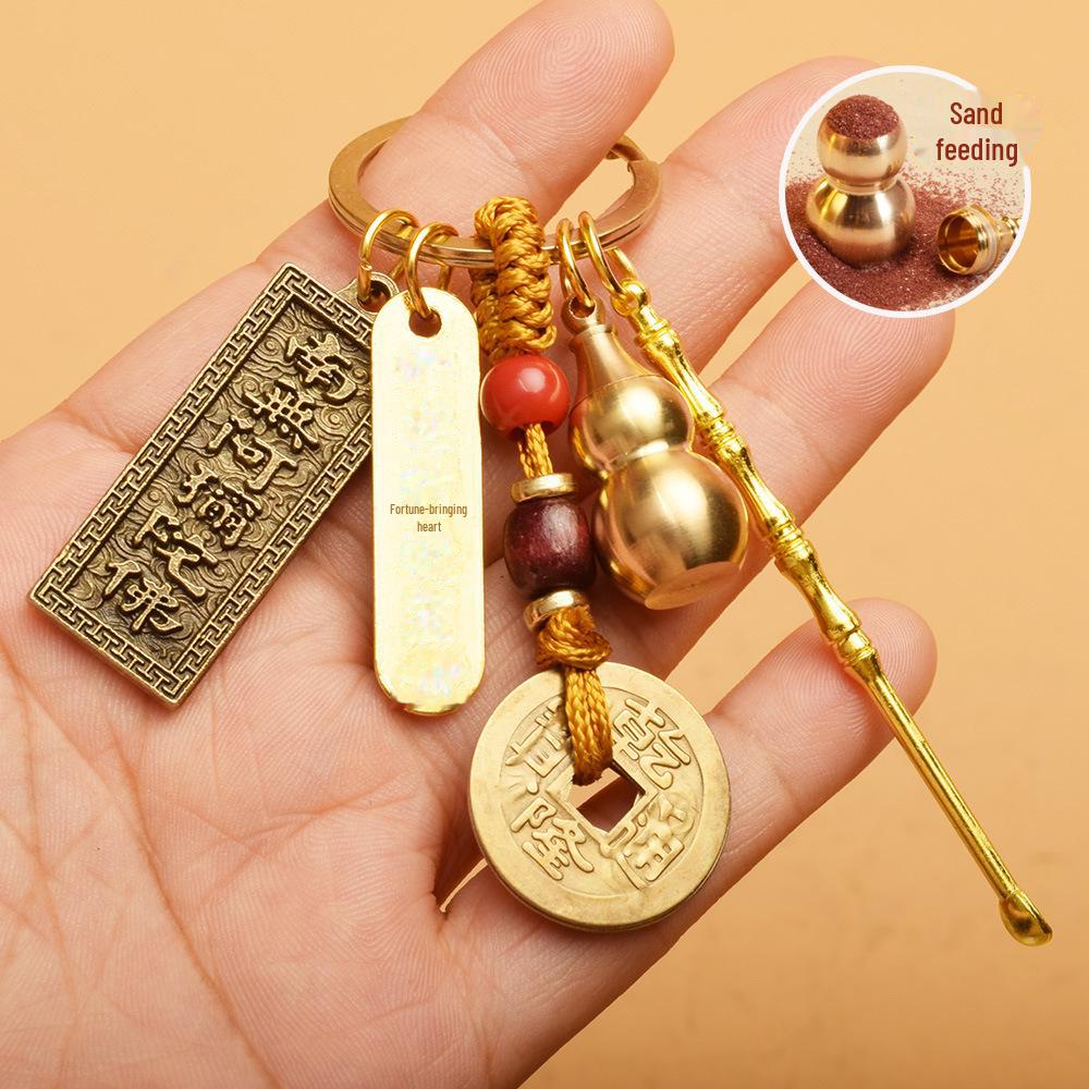 Брелок-амулет: Монеты пяти императоров, тыква, счеты, башня Вэньчан, денежный мешок, Будда, совок для мусора, ложка для ушей, подвеска с изображением живописного места
Брелок-амулет: Монеты пяти императоров, тыква, счеты, башня Вэньчан, денежный мешок, Будда, совок для мусора, ложка для ушей, подвеска с изображением живописного места