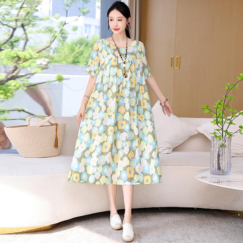Plus Size Cotton Rayon Print Summer Dress with Pockets, Over Knee Loose Fit XL (95-125 jin)
Plus Size Cotton Rayon Print Summer Dress with Pockets, Over Knee Loose Fit XL (95-125 jin)