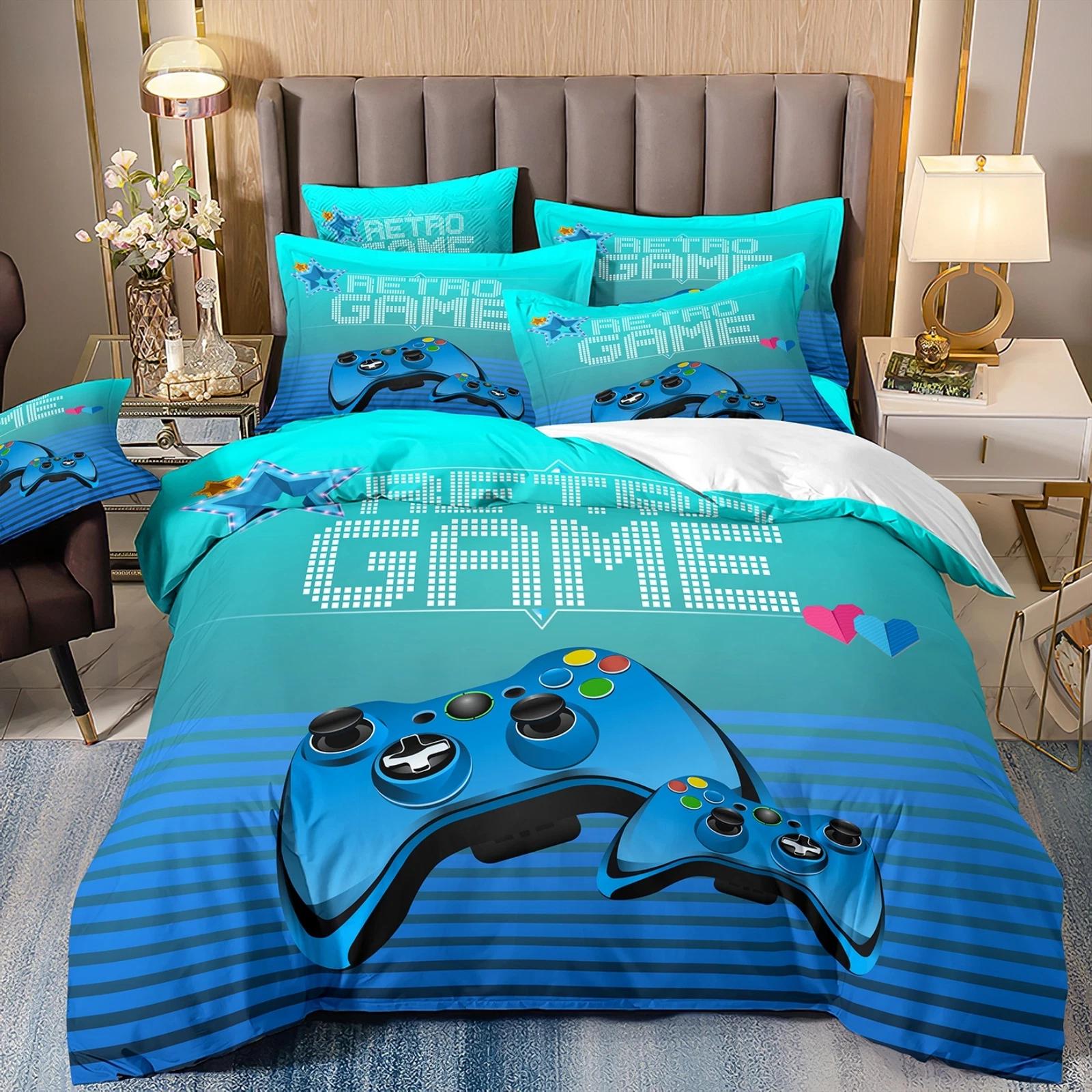 Gamer Controller Bedding Set, Blue Striped Gamepad Duvet Cover Set, Gaming Inspired Home Textile, Perfect Gift for Video Game Lovers DE 100x135cm
Gamer Controller Bedding Set, Blue Striped Gamepad Duvet Cover Set, Gaming Inspired Home Textile, Perfect Gift for Video Game Lovers DE 100x135cm