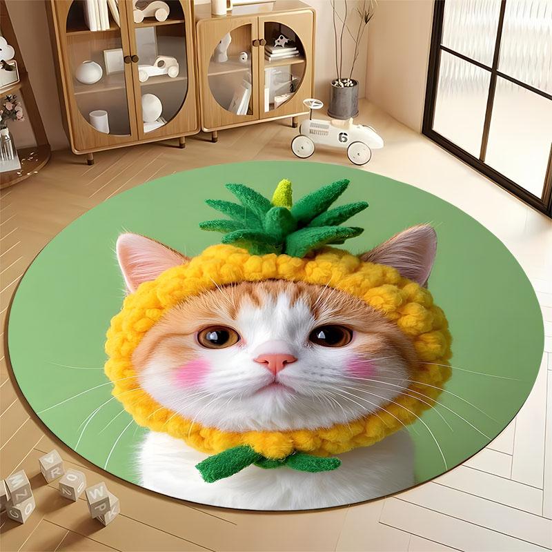 Cute Cat in Pineapple Hat Round Rug for Playroom round carpet for home sofa bedroom, gift Diameter 60cm
Cute Cat in Pineapple Hat Round Rug for Playroom round carpet for home sofa bedroom, gift Diameter 60cm