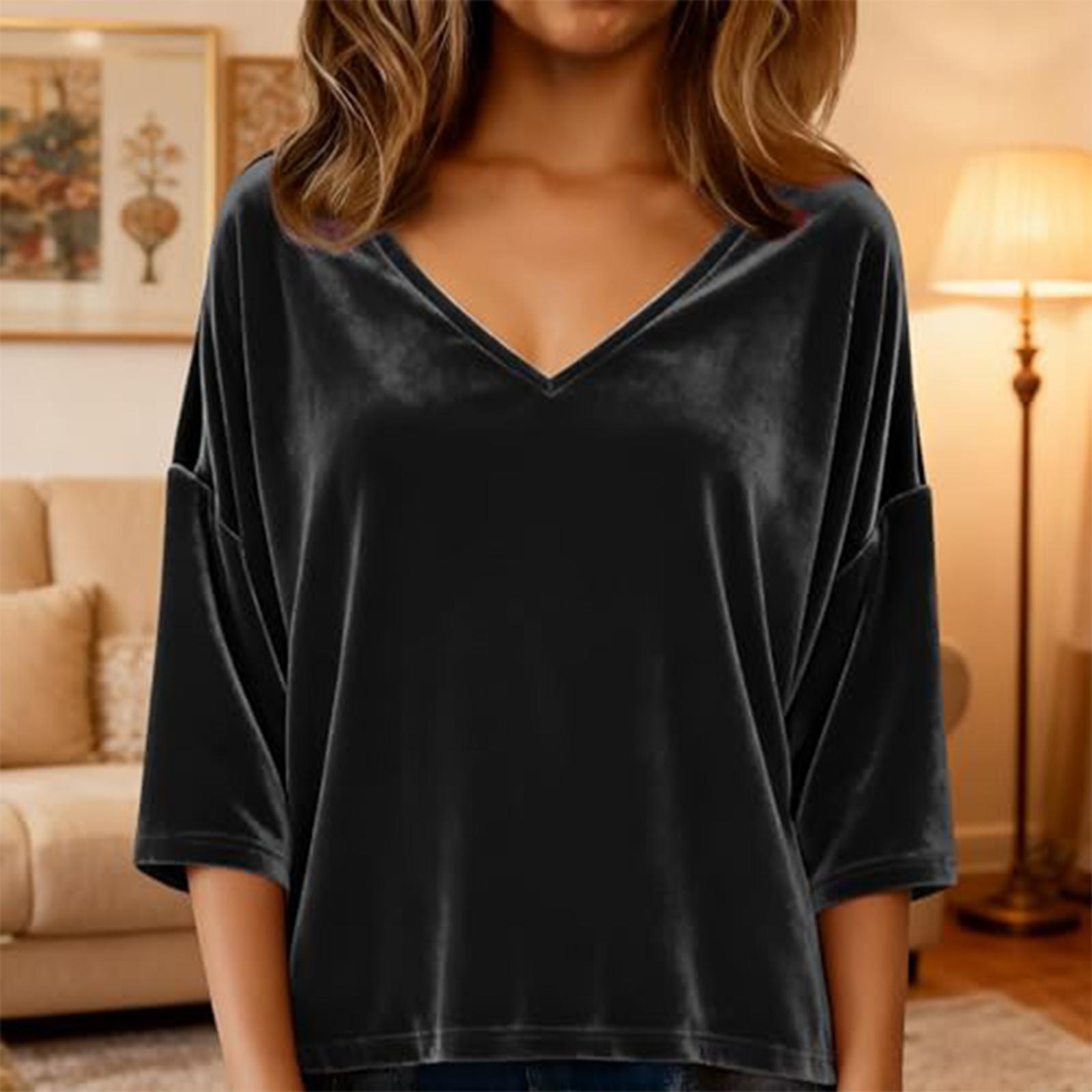 Ladies Fashionable And Casual V-neck Gold Velvet Seven Quarter Sleeved T-shirt Top XL чорний
Ladies Fashionable And Casual V-neck Gold Velvet Seven Quarter Sleeved T-shirt Top XL чорний