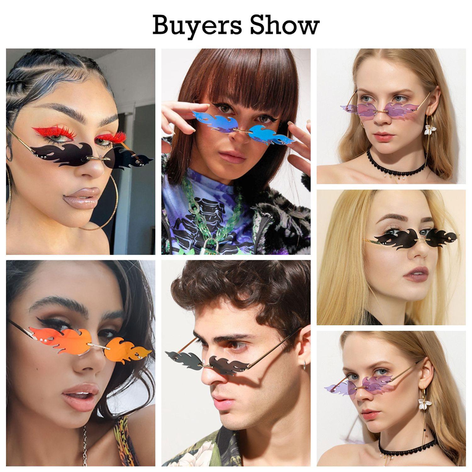 Трендові металеві безободкові вечірні сонцезахисні окуляри для жінок Модні окуляри-полум я Сонцезахисні окуляри у формі полум я Black + Red
Трендові металеві безободкові вечірні сонцезахисні окуляри для жінок Модні окуляри-полум я Сонцезахисні окуляри у формі полум я Black + Red