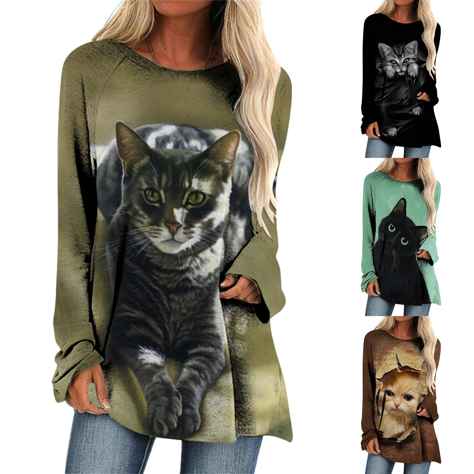 Модные женские повседневные свободные футболки с круглым вырезом и длинными рукавами с принтом, топы
Модные женские повседневные свободные футболки с круглым вырезом и длинными рукавами с принтом, топы