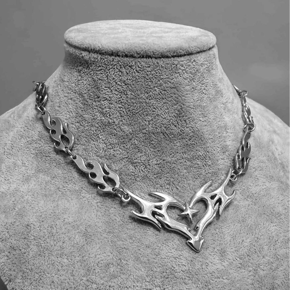 Cross Flame Heart Choker, punk jewelry, Gothic accessories, , thorns, barbed wire, hippie, Flame Heart Charm, For Women Man
Cross Flame Heart Choker, punk jewelry, Gothic accessories, , thorns, barbed wire, hippie, Flame Heart Charm, For Women Man