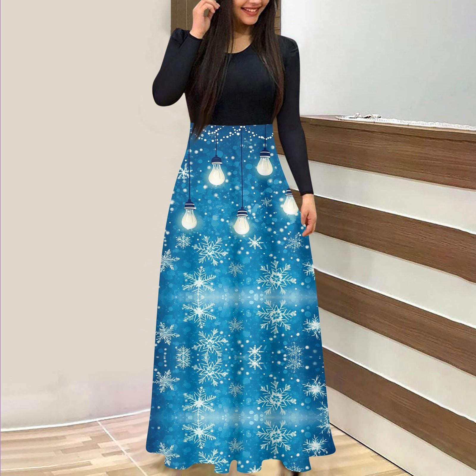 Женское модное повседневное платье с рождественским принтом, круглым вырезом и длинными рукавами S синий
Женское модное повседневное платье с рождественским принтом, круглым вырезом и длинными рукавами S синий